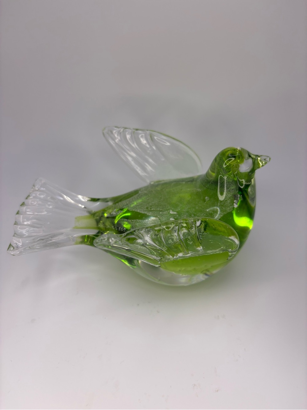 Handblown Glass Bird Figurine in Lime Green